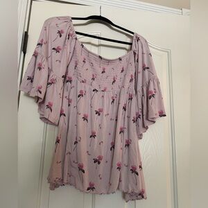Free People Lavender Floral Blouse